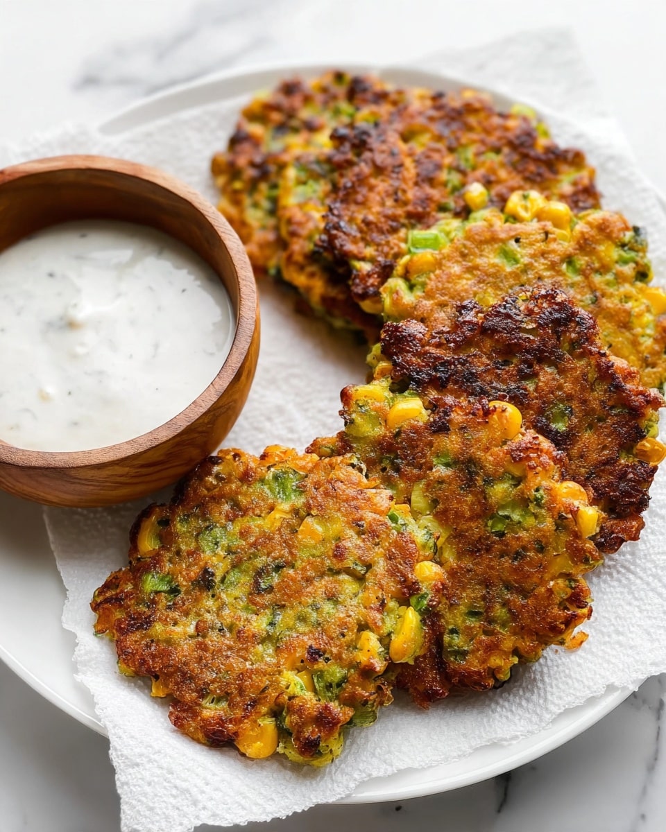 Vegetable Fritters with Garlic Herb Dipping Sauce Recipe
