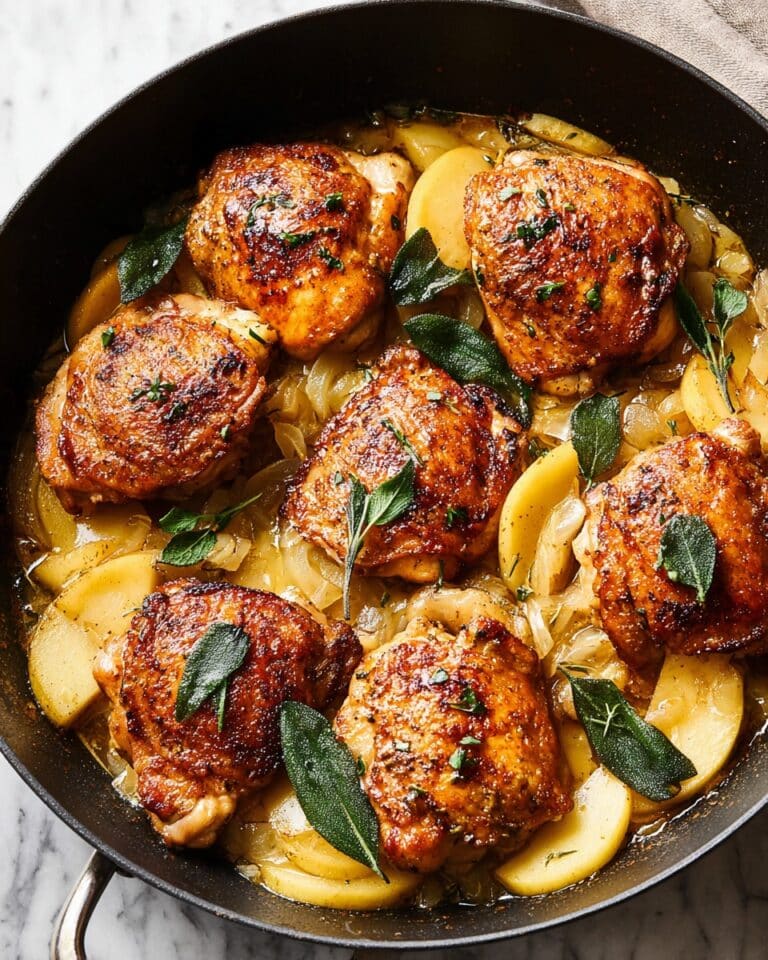 Apple Cider Chicken Thighs with Apples and Dijon Sauce Recipe
