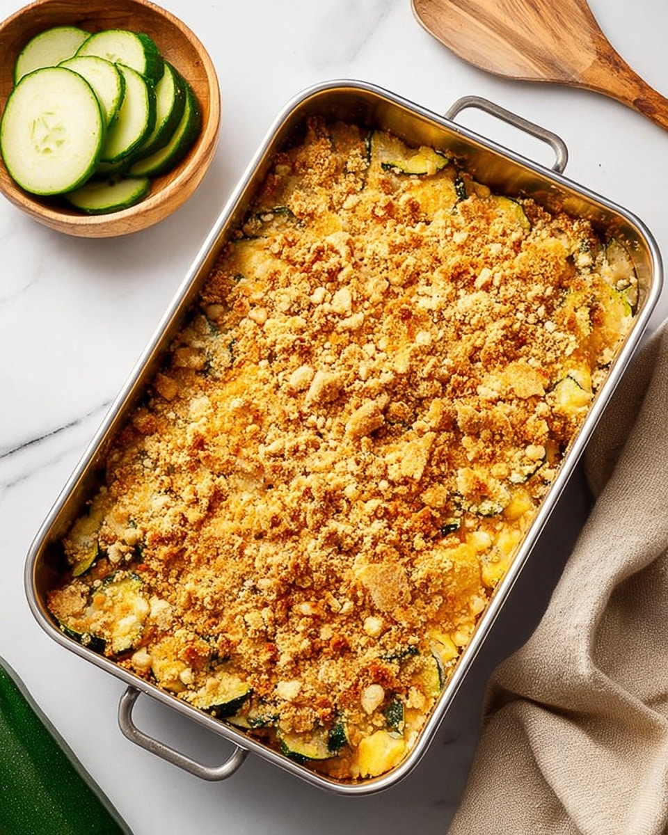 Cheesy Zucchini Casserole with Bread and Parmesan Recipe